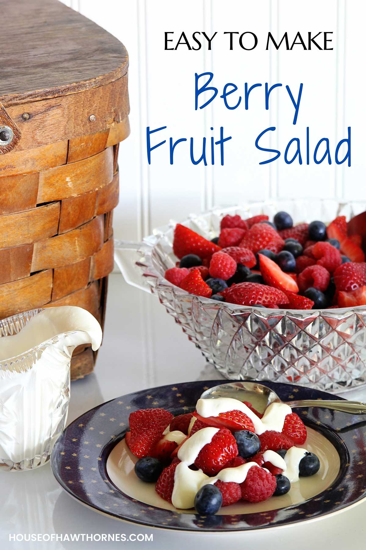 Pinterest image for berry fruit salad.