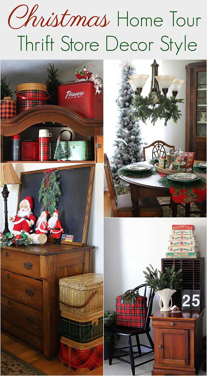 Tons of vintage Christmas inspiration using thrift store decor and vintage Christmas decorations! 
