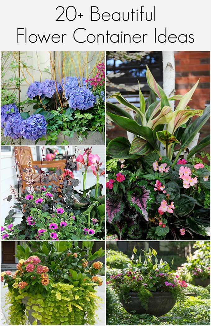 A collection of beautiful and colorful flower container ideas for your porch and patio! Lots of unique and unexpected summer porch planter ideas.