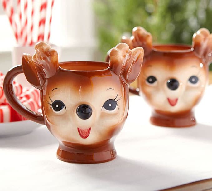 Vintage inspired reindeer mugs