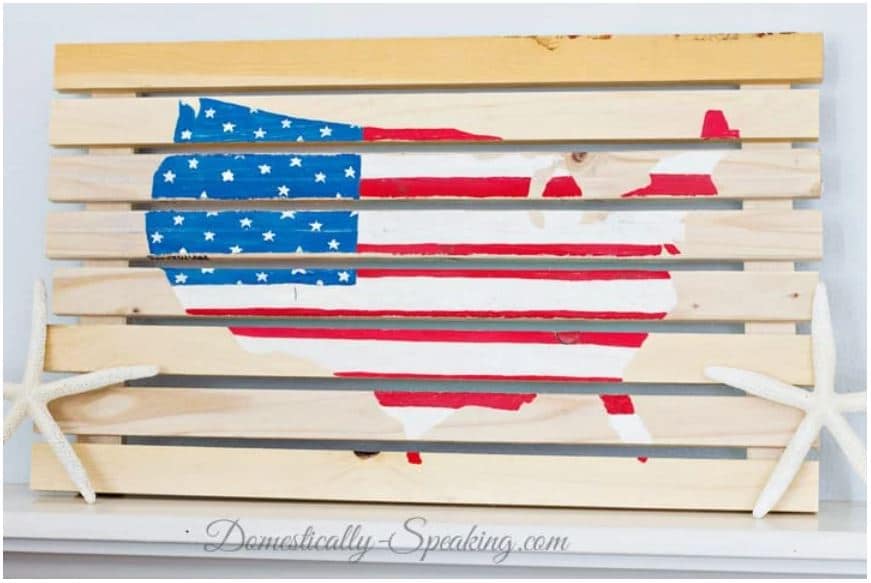 DIY painted American flag made from a pallet.