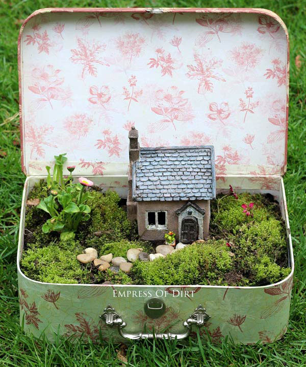 How to make a fairy garden out of a suitcase