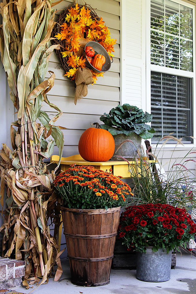 Traditional fall porch decor modern farmhouse style. 