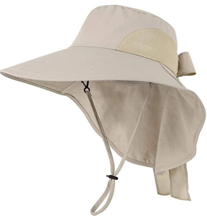 hat with neck flaps to be used in the sun while gardening