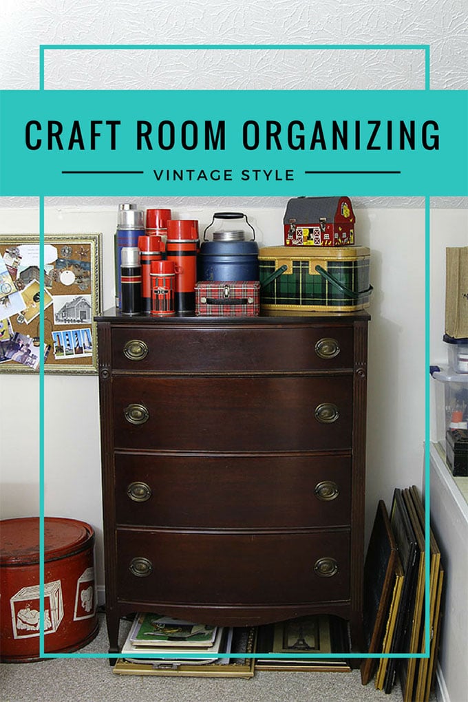 How to use thrift store and vintage items to organize your home office or craft room.
