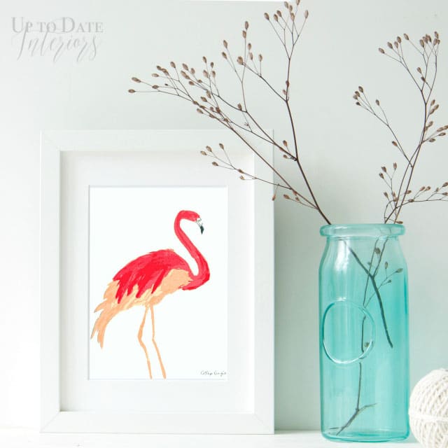Printable flamingo print from Up To Date Interiors