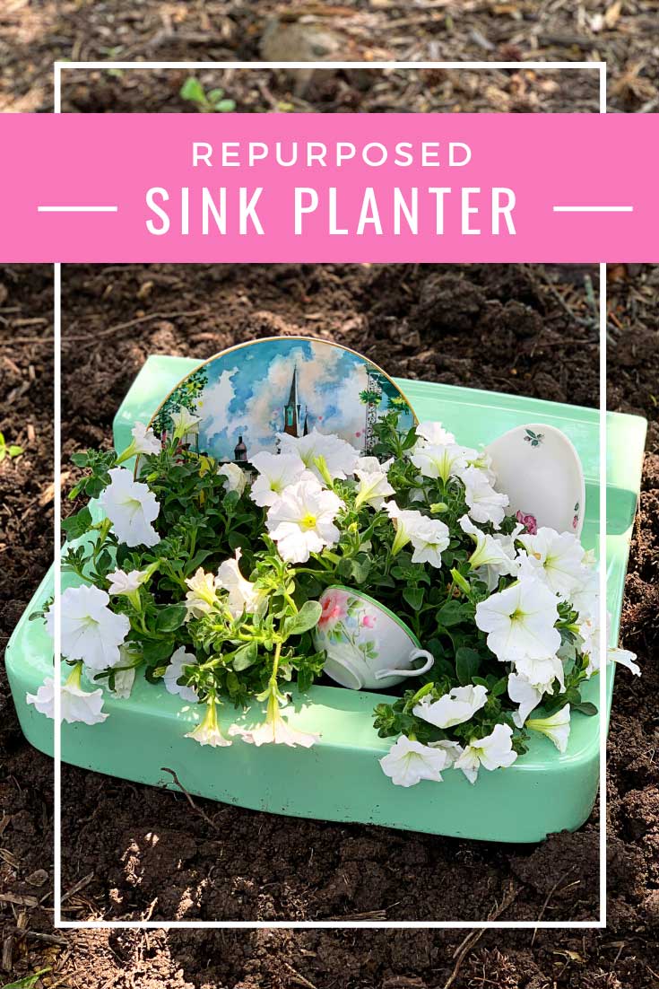 repurposed sink planter tutorial