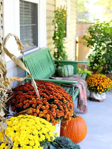 rustic and natural fall porch decor