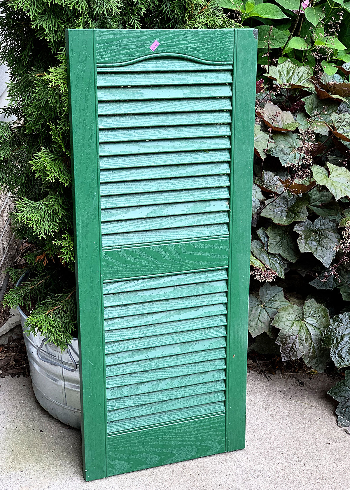 Green vinyl house shutter.
