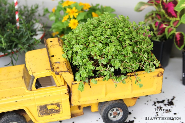 repurposed toy truck planter
