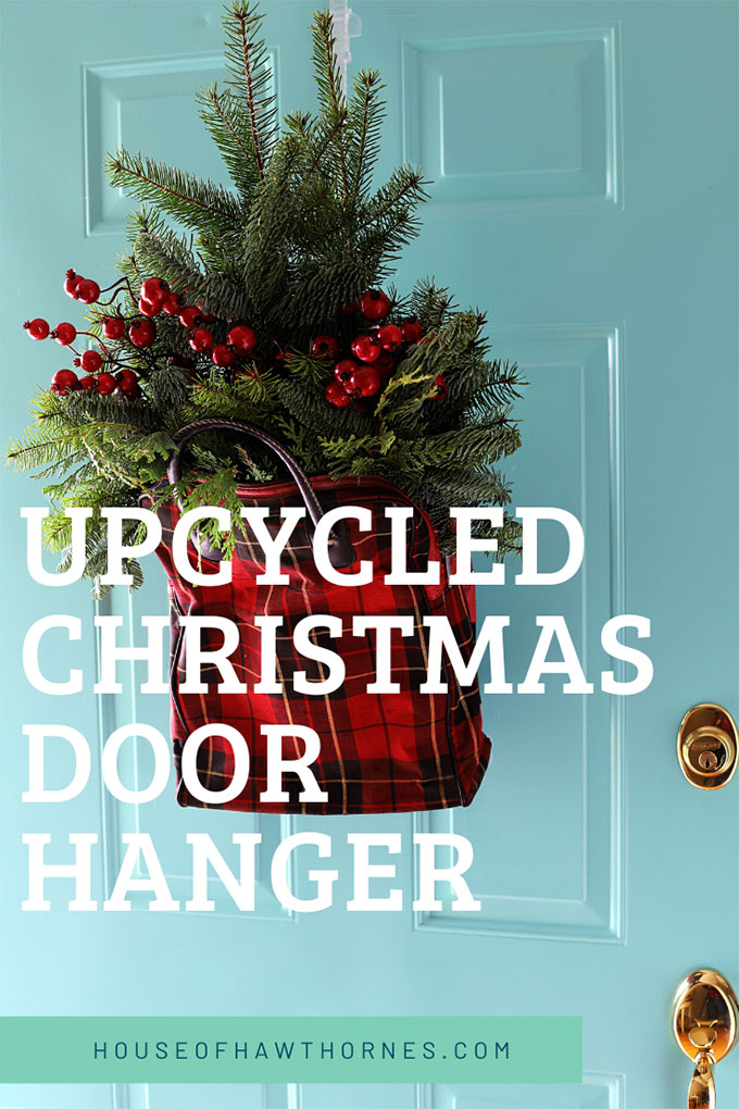 upcycled Christmas door hanger