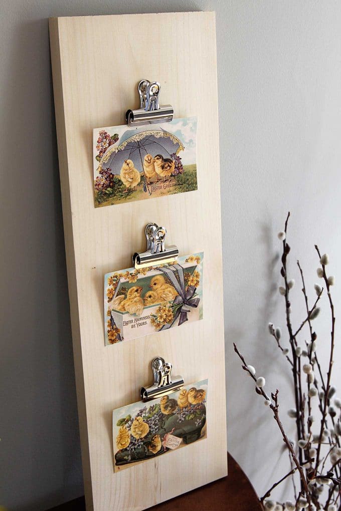 Simple DIY postcard display frame with an industrial farmhouse look