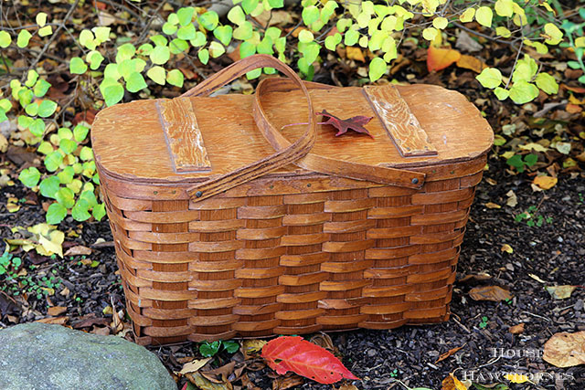 Vintage Redmon basket style picnic basket found at a thrift store