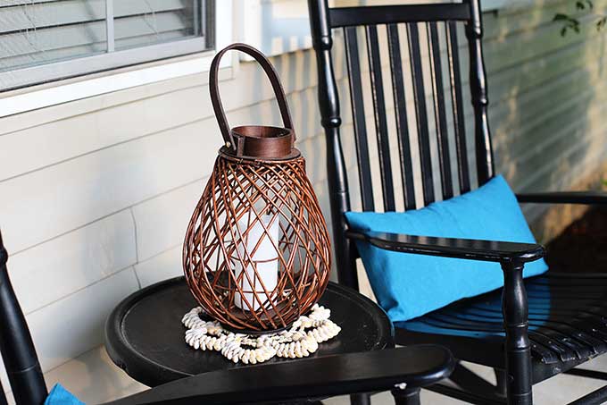 Wicker lantern for porch decor