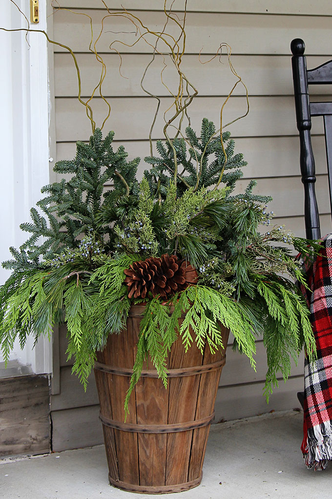 how to make winter porch pots
