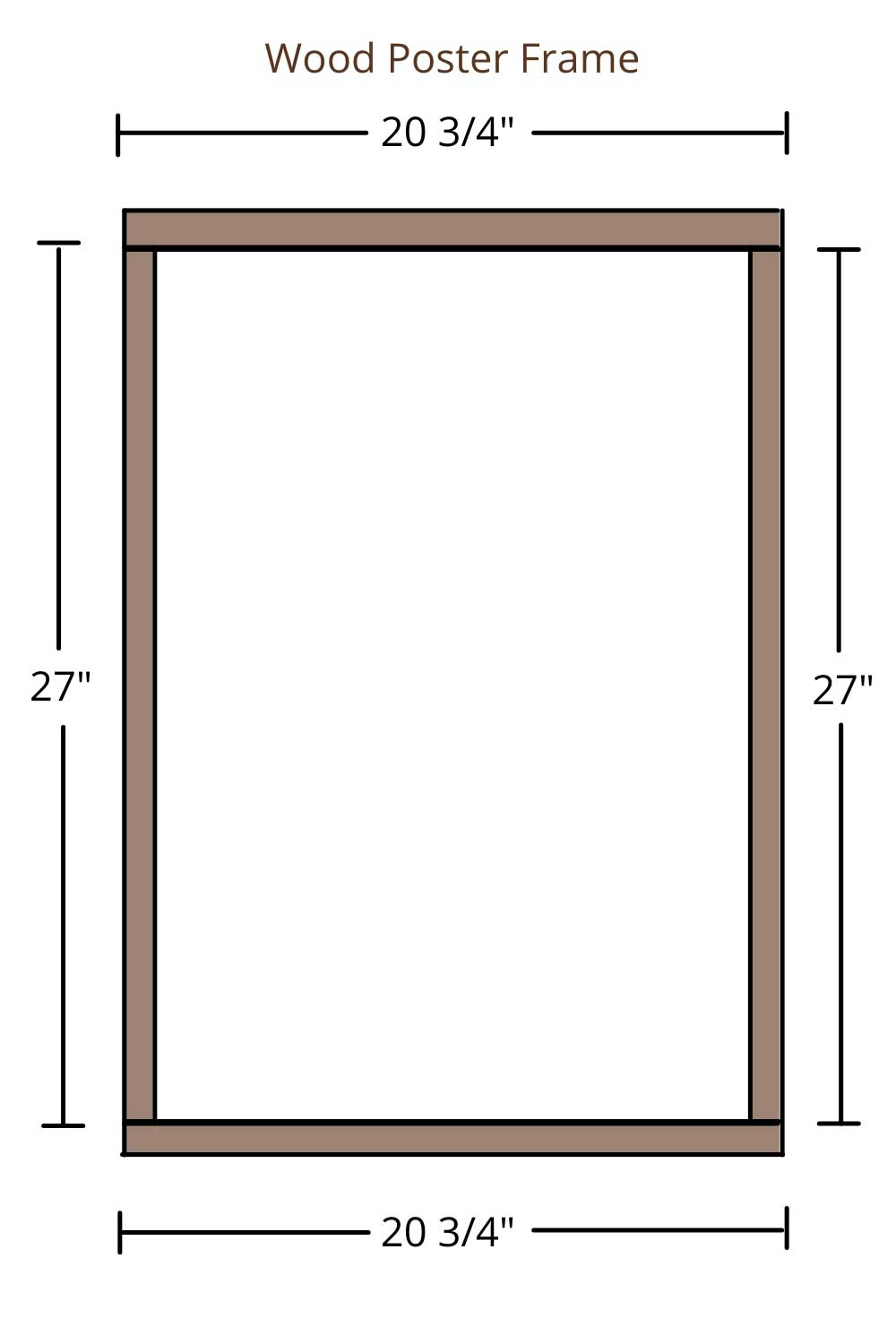 sketch drawing of wooden poster frame